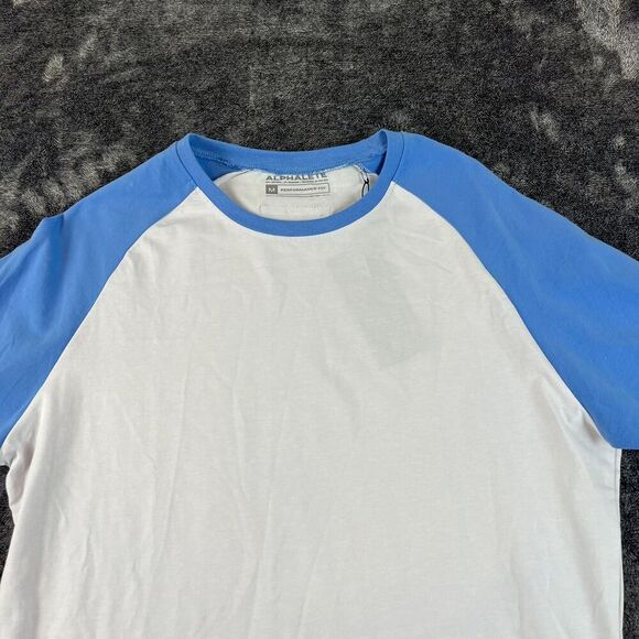 Alphalete 3/4 Sleeve Baseball T-Shirt Performance Fit White Blue Men's M Stretch - Picture 2 of 11